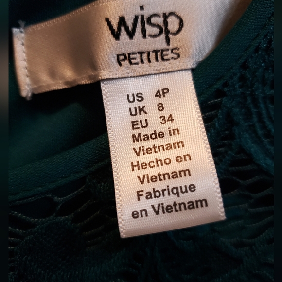 Wisp Petites NWT Deep Teal Lace Cap Sleeve Dress, Size 4 - Picture 2 of 7